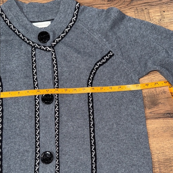 COLDWATER CREEK Gray Knit Cardigan with Black Trim - Picture 4 of 9